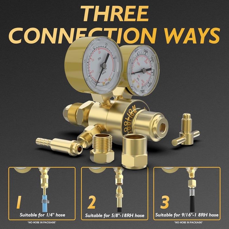 TOOLIOM Argon CO2 Regulator, Welding Gas Regulator for MIG and TIG, 0-4000 PSI Input Pressure,CGA580 Inlet Connection - Image 5